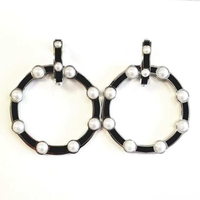 Cristina Sabatini Resin Octagon Earrings With Pearls