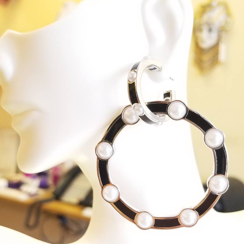 Cristina Sabatini Resin Octagon Earrings With Pearls