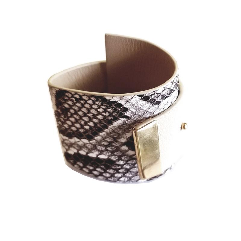 Cristina Sabatini Snake Skin Bracelet with Button Closure