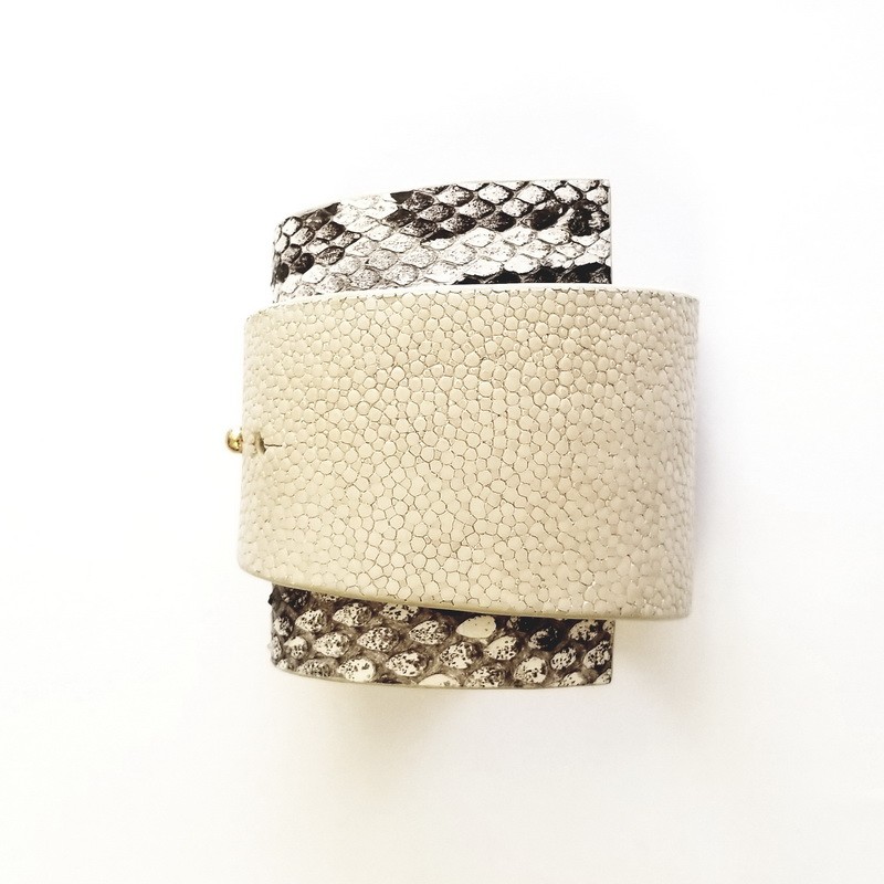 Cristina Sabatini Snake Skin Bracelet with Button Closure