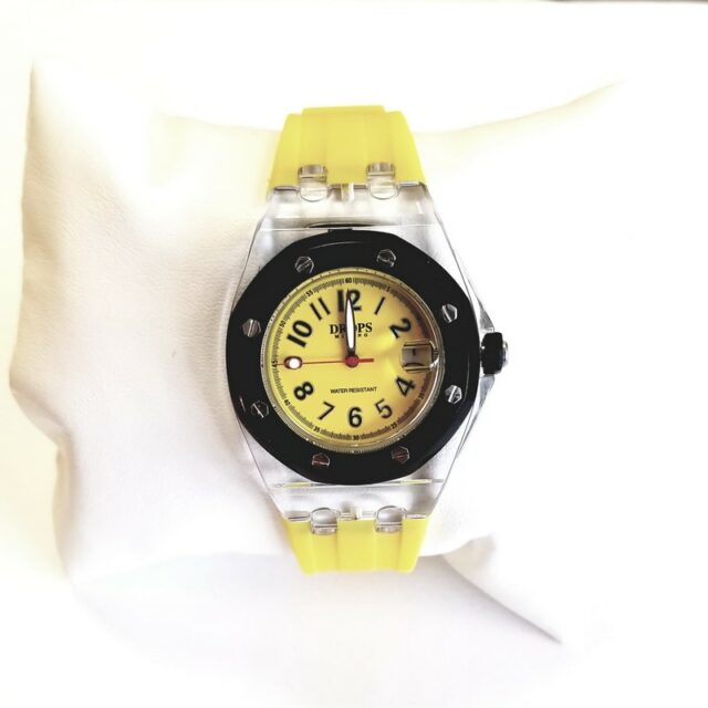 Drops Milano Yellow Plastic Quartz Watch with Yellow Band