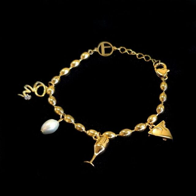 For Art’s Sake 18K Gold Plated Oui Charm Bracelet with Pearl
