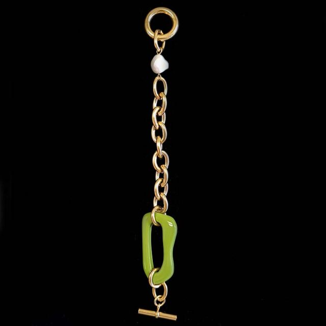 For Art’s Sake 18K Gold Plated Pearl and Olive Chain Bracelet