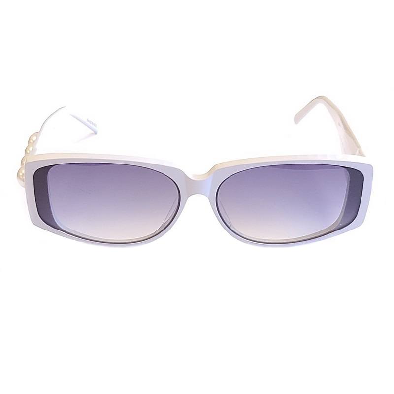 For Art’s Sake Fame White Oval Sunglasses with Pearl