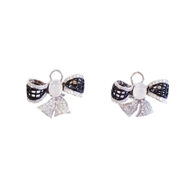 Gioielli D’Amo 18K White Gold Diamond Bow Earrings