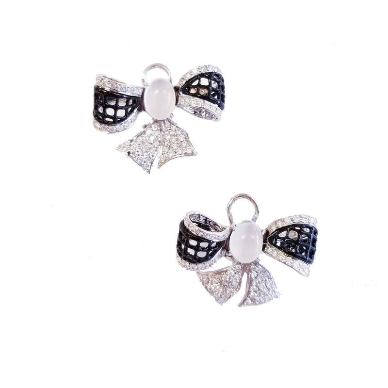 Gioielli D’Amo 18K White Gold Diamond Bow Earrings