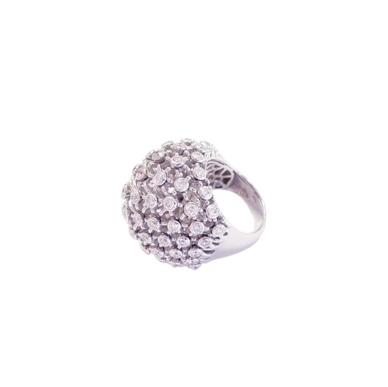 Gioielli D’Amo 18K White Gold Dome Cluster Ring with Diamonds