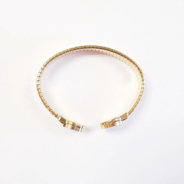 Gold Plated Stainless Steel Bangle Bracelet with Mother of Pearl