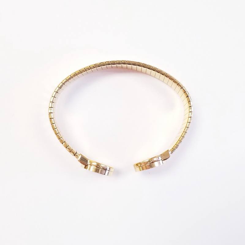 Gold Plated Stainless Steel Bangle Bracelet with Mother of Pearl