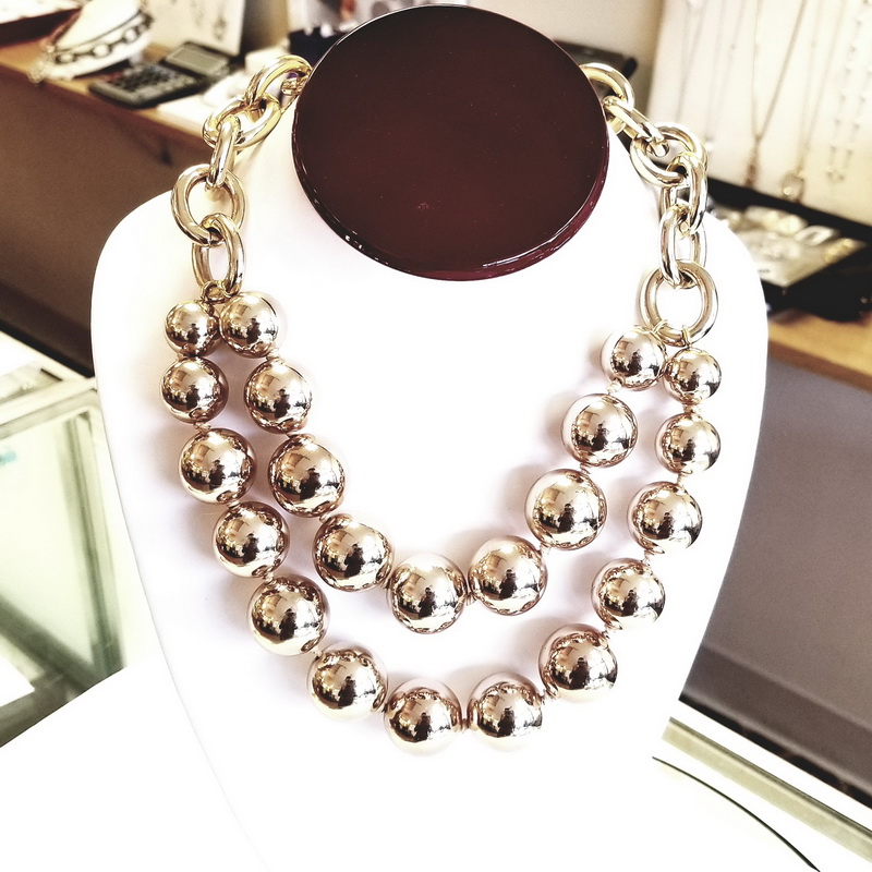 Janis Savitt 18K Yellow Gold Plated Brass Multiple Beads Chain Necklace