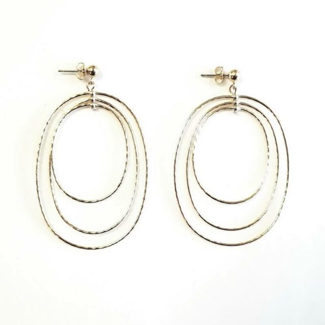 Janis Savitt 18K Yellow Gold Plated Brass Triple Oval Crystal Hoop Earrings