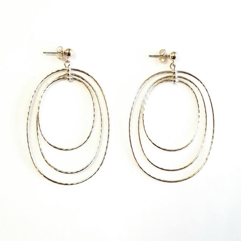 Janis Savitt 18K Yellow Gold Plated Brass Triple Oval Crystal Hoop Earrings