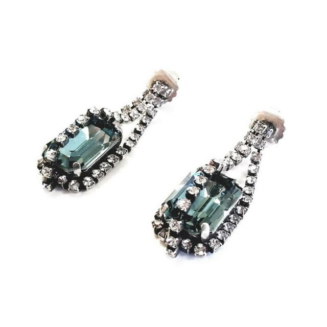 Janis Savitt Brass Caged Swarovski Crystal Drop Earrings