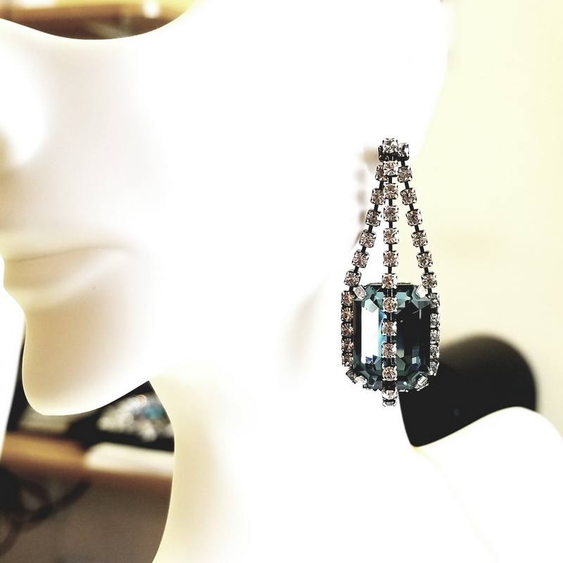 Janis Savitt Brass Caged Swarovski Crystal Drop Earrings