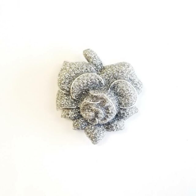 KMO Paris Stainless Steel Crystal-like Flower Brooch