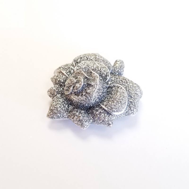 KMO Paris Stainless Steel Crystal-like Flower Brooch