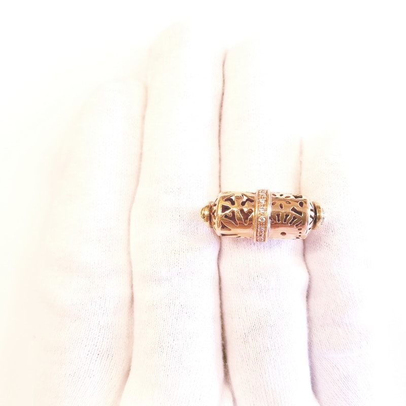 La Nouvelle Bague 18K Rose Gold Patterned Cocktail Ring with Genuine Diamonds