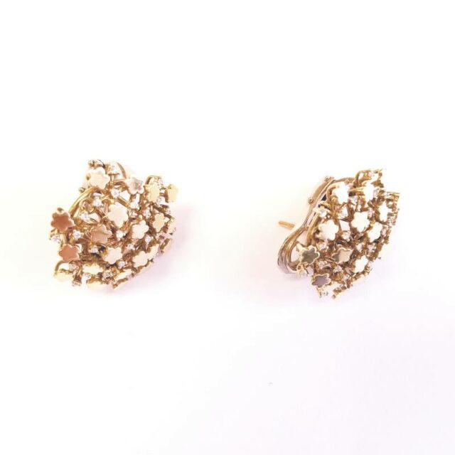 Pasquale Bruni Prato Fiorito Collection 18K Yellow Gold Flower Cluster Earrings With Diamonds