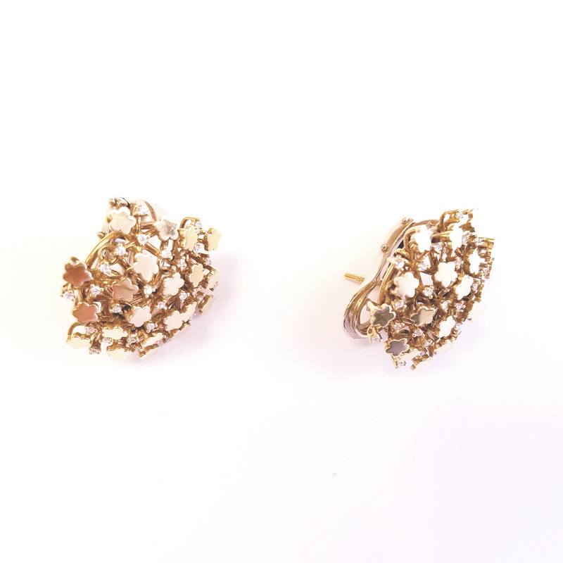 Pasquale Bruni Prato Fiorito Collection 18K Yellow Gold Flower Cluster Earrings With Diamonds