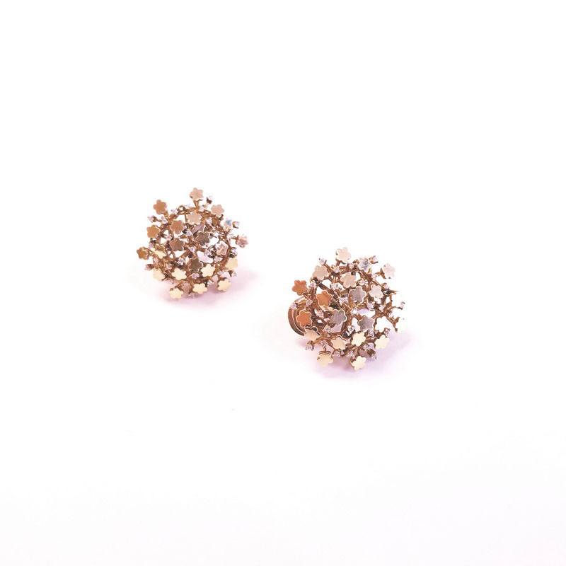 Pasquale Bruni Prato Fiorito Collection 18K Yellow Gold Flower Cluster Earrings With Diamonds