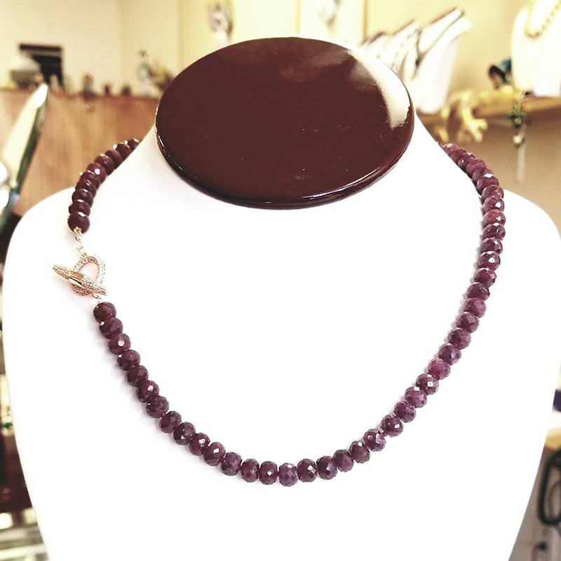 Perlina Jewelers Gold Plated 925 Sterling Silver Beaded Ruby Necklace