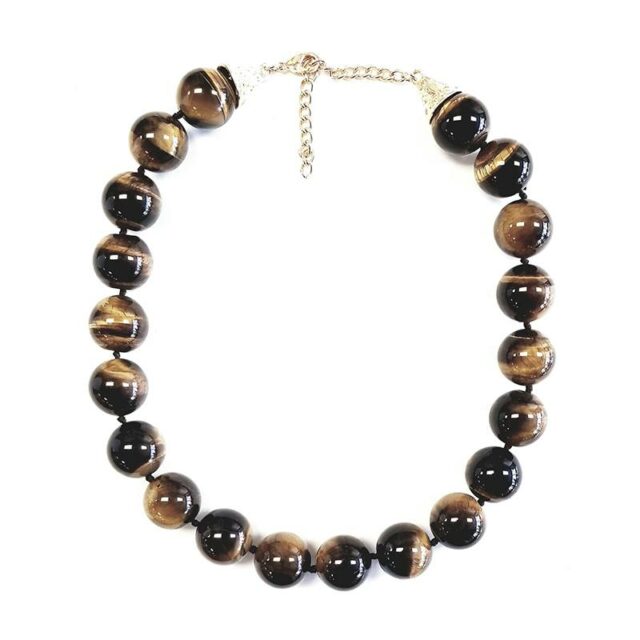 Perlina Jewelers Large Tiger Eye Beaded Necklace