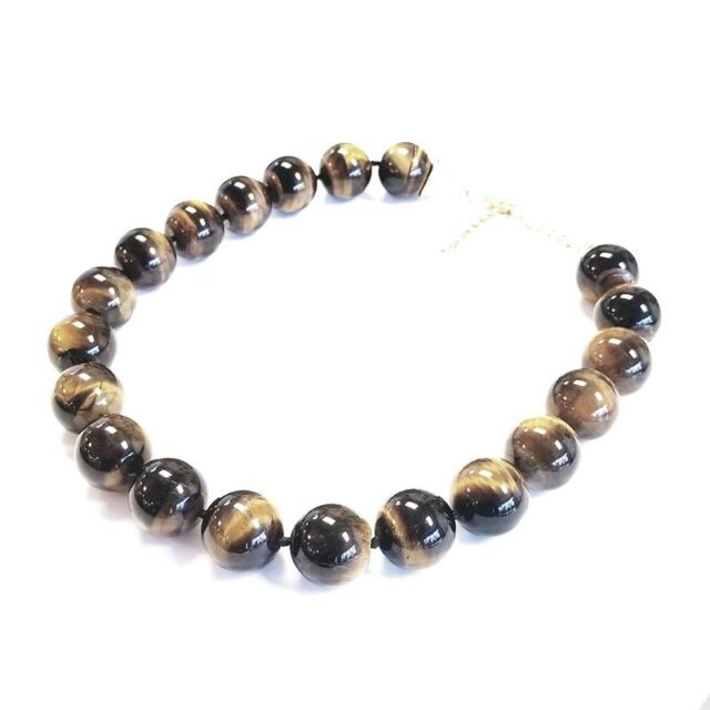 Perlina Jewelers Large Tiger Eye Beaded Necklace