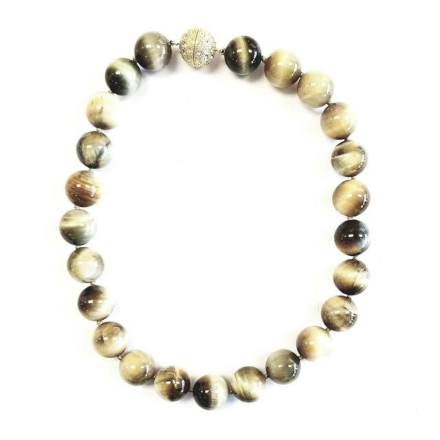 Perlina Jewelers Medium Tiger Eye Beaded Necklace