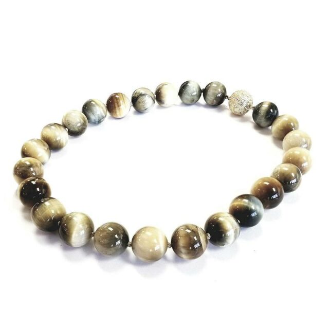 Perlina Jewelers Medium Tiger Eye Beaded Necklace