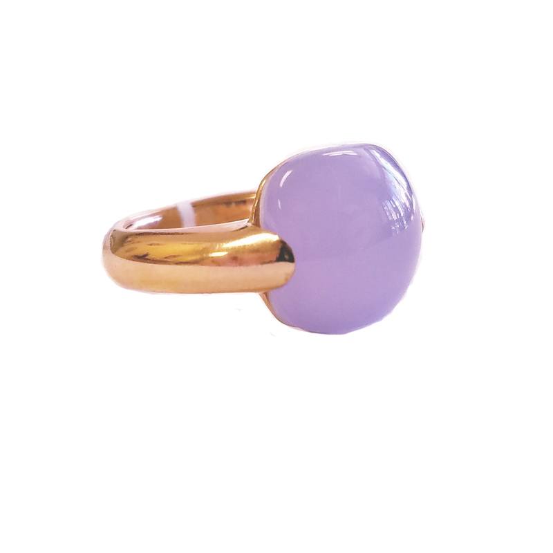 Rina Limor 18K Rose Gold Plated Silver Ring with Chalcedony