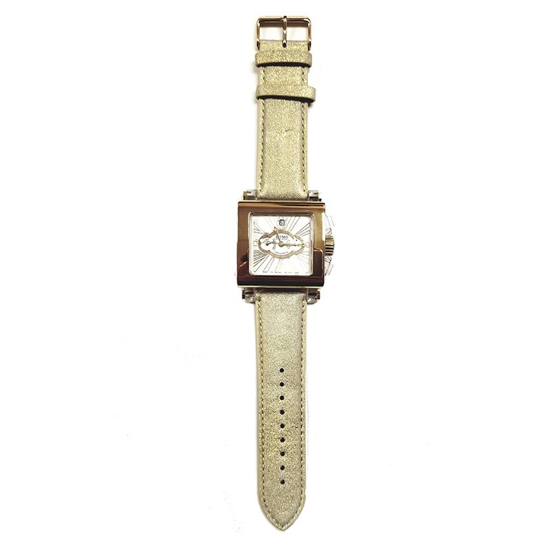 Ritmo Mundo Stainless Steel Crystal Watch with Gold Band