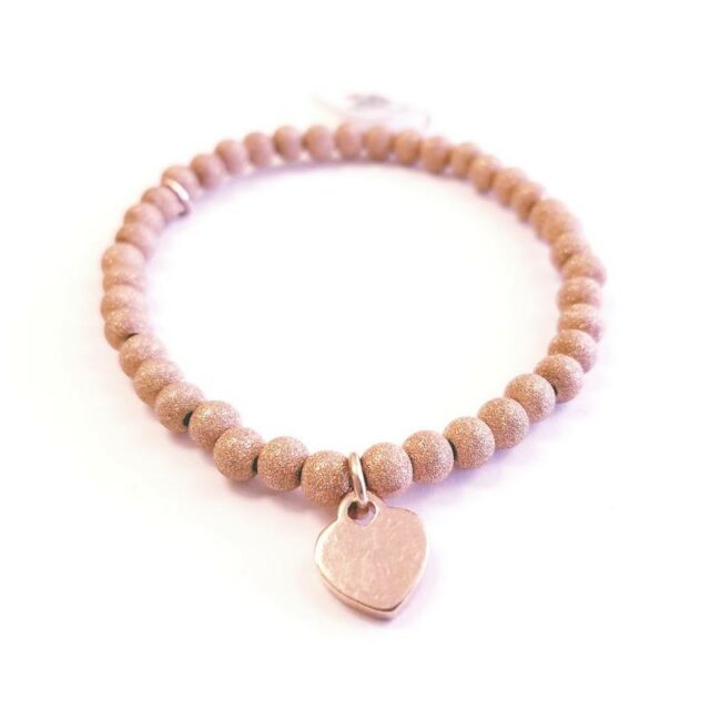 Rose Gold Plated Silver Bracelet with Heart Charm