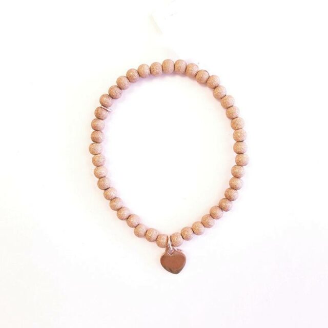 Rose Gold Plated Silver Bracelet with Heart Charm