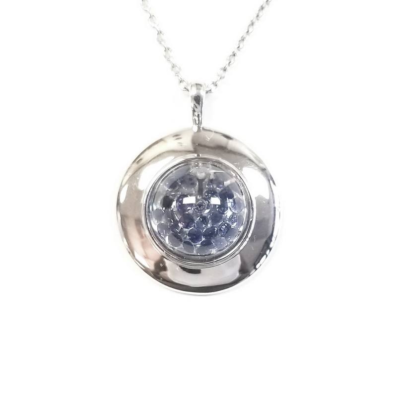 Royal Asscher Sterling Silver UFO Necklace with Sapphire