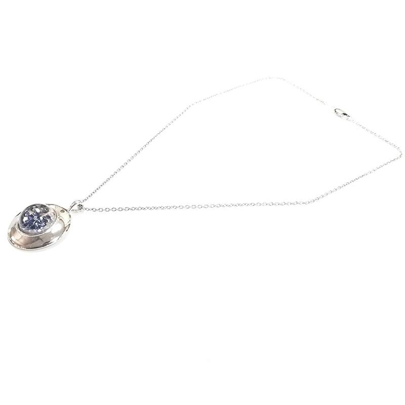 Royal Asscher Sterling Silver UFO Necklace with Sapphire