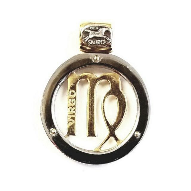 Sauro 18K Yellow Gold and Stainless Steel Virgo Pendant