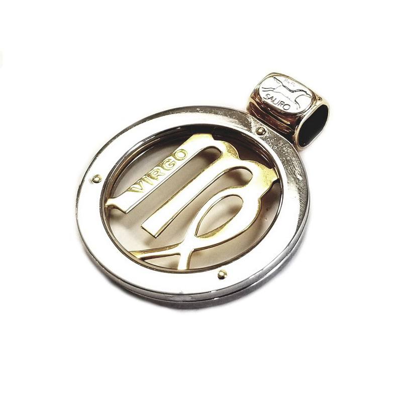 Sauro 18K Yellow Gold and Stainless Steel Virgo Pendant