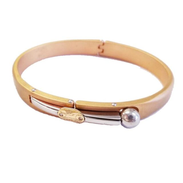 Sauro Stainless Steel and 18K Gold Plated Copper Unisex Bangle Bracelet