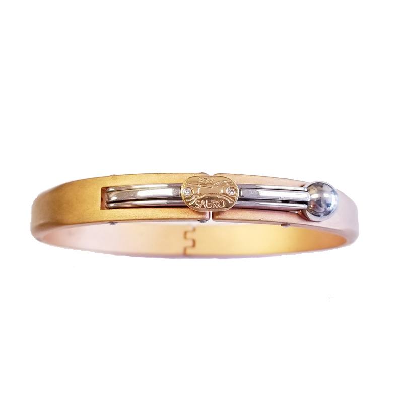 Sauro Stainless Steel and 18K Gold Plated Copper Unisex Bangle Bracelet