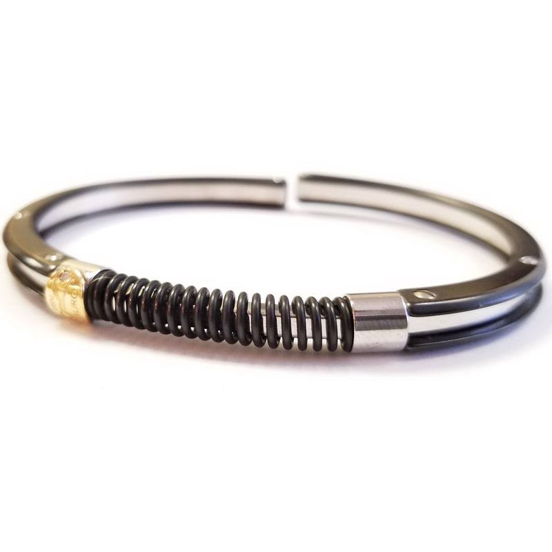 Sauro Stainless Steel and 18K Gold Unisex Bangle Bracelet