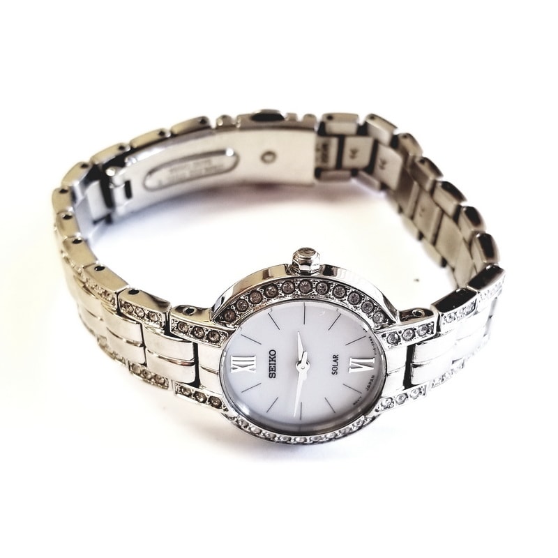 Seiko Silver Plastic Quartz Watch with Silver Band