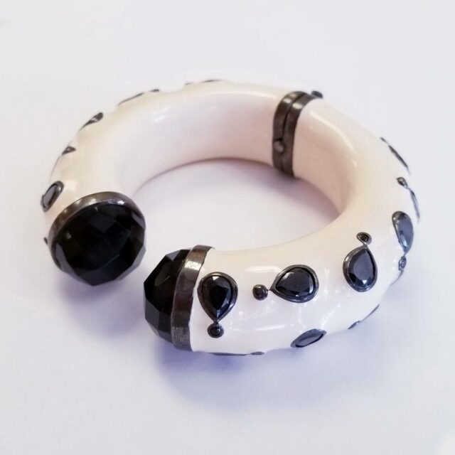 Sterling Silver Black Onyx Bangle Bracelet