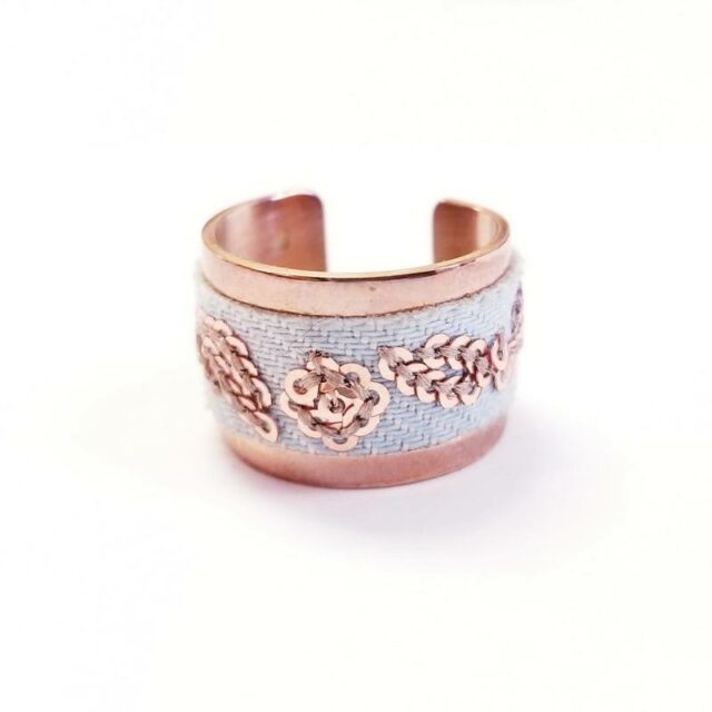 Stroili Denim Collection Rose Gold Plated Brass Wide Band Ring