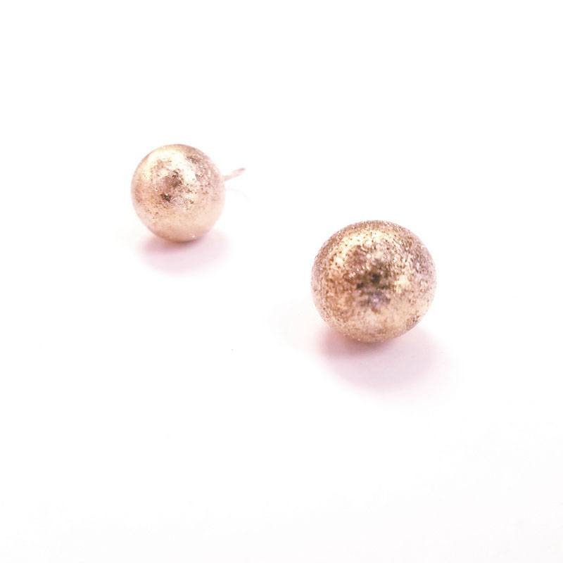 Yellow Gold Matte Plated Silver Ball Drop Earrings