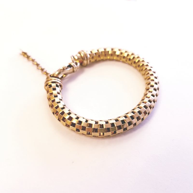 Yellow Gold Plated Silver Bracelet with Checkered Pattern