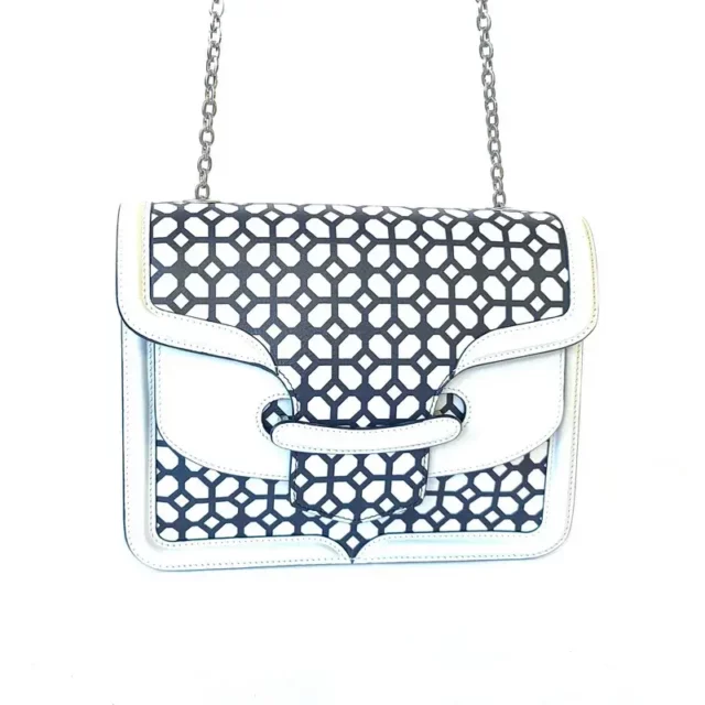 Alexander McQueen White Patterned Double Flap Handbag