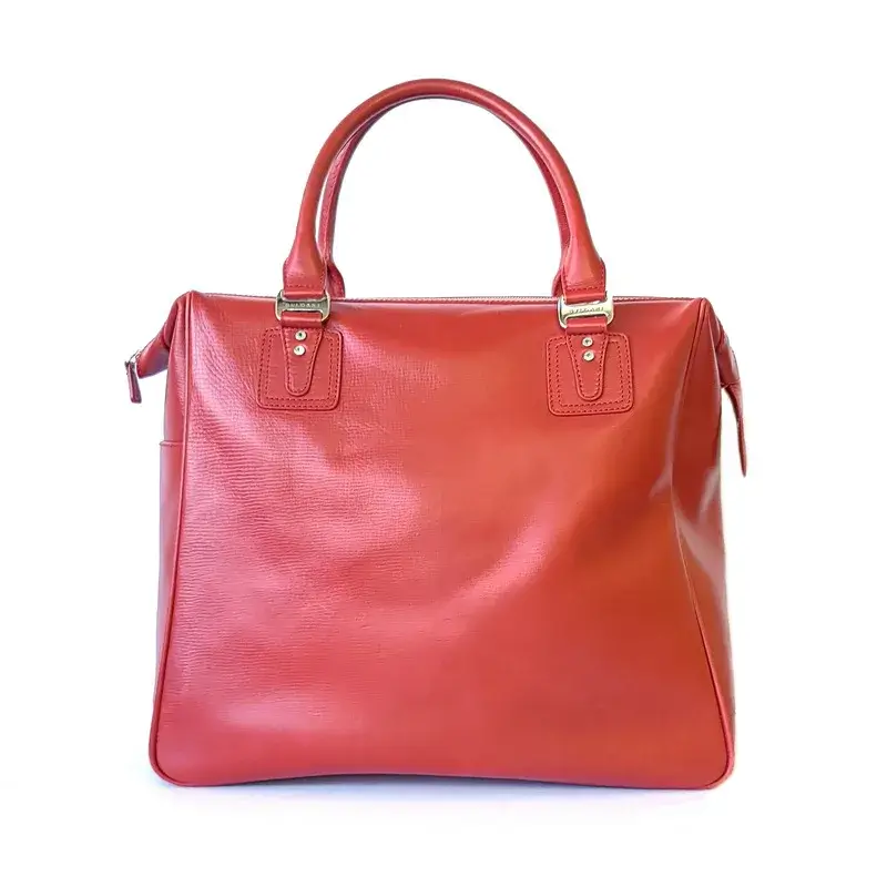 Bulgari Red-Grained Lambskin Shoulder Bag