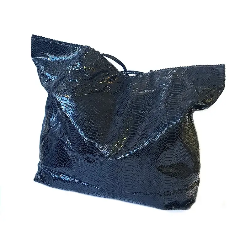 Carlos Falchi Black Snakeskin Tote Bag