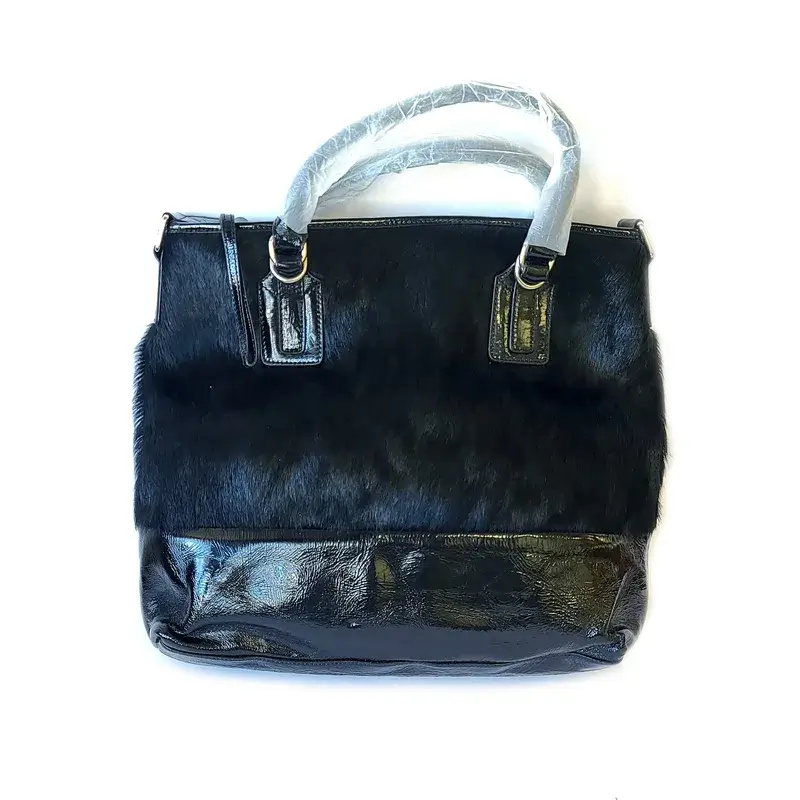 Dolce and Gabbana Black Ponyhair and Leather Handbag with Silver Hardware
