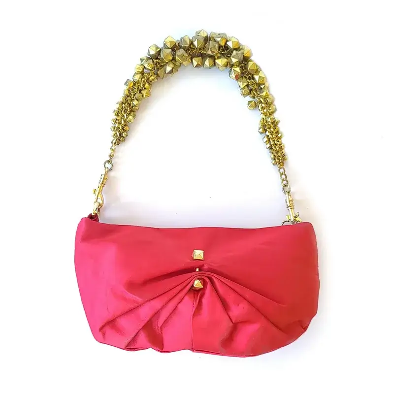 Love Moschino Pink Satin Studded Shoulder Bag